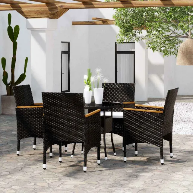 vidaXL 5-delige Tuinset poly rattan zwart, foto 2