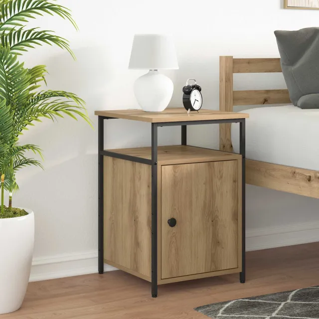 vidaXL Nachtkastje artisanaal eikenkleurig Bewerkt hout, foto 2