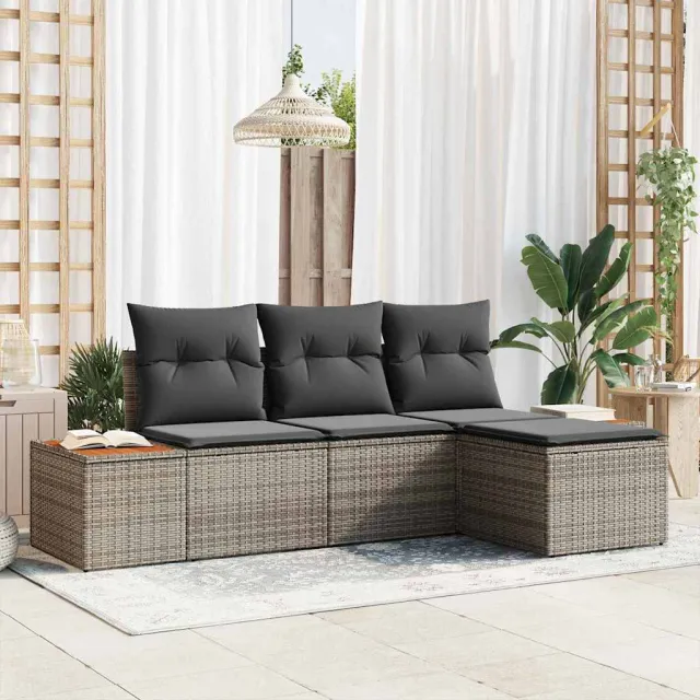 vidaXL Tuin Sofa Set 4 st Grijs poly rattan