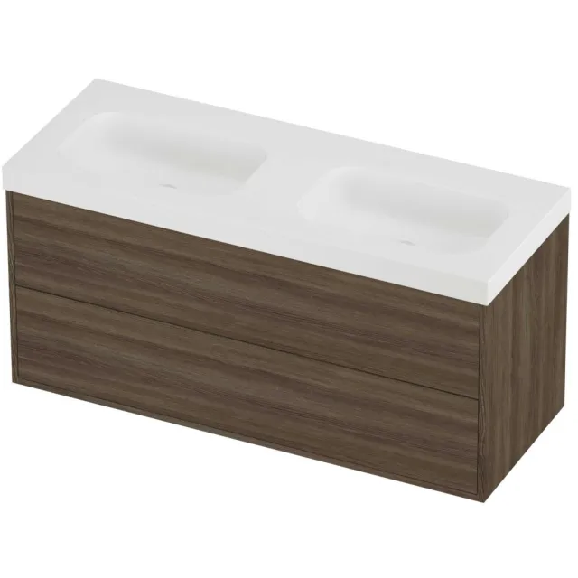 Proline Haga Badmeubelset Polystone Mezza In Kader 120x46x58 cm Mat White Vital Oak Eiken