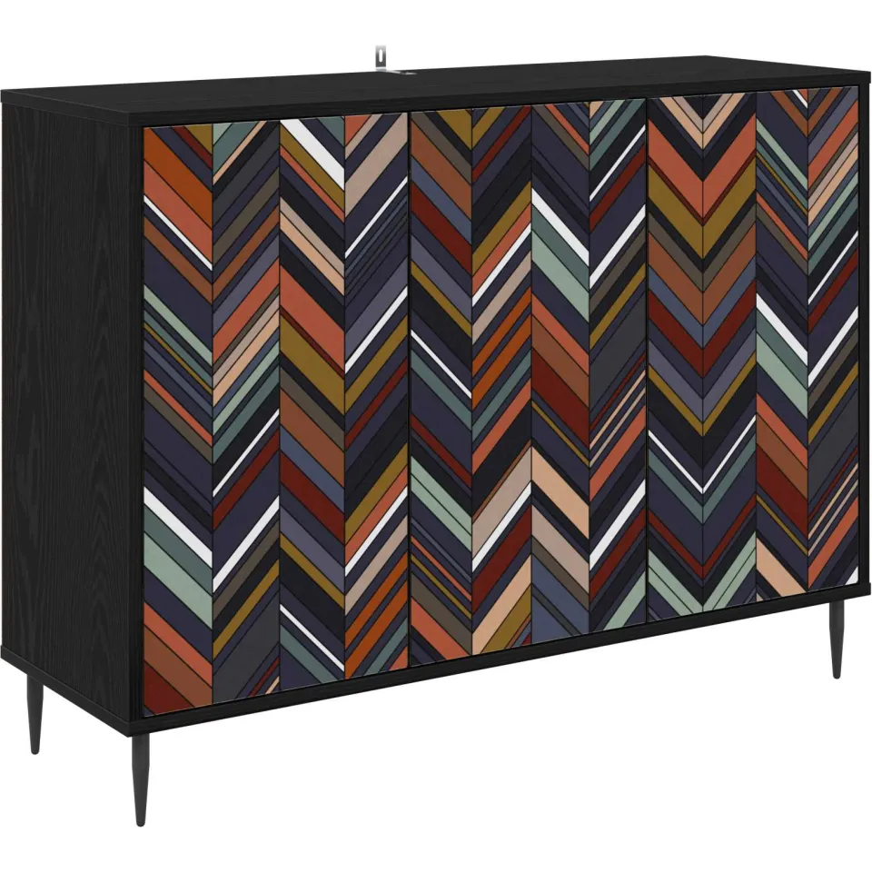 vidaXL Dressoir OMMEN Zwart eiken 102 x 33 x 76 cm Bewerkt hout, foto 3