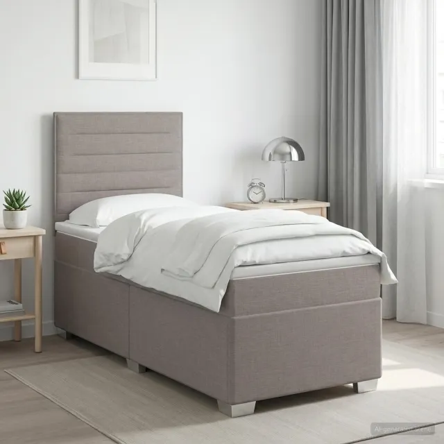 vidaXL Boxspringbed met matras met hoofdeinde Taupe 80 x 200 cm Stof