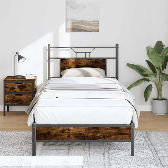 vidaXL Bedframe zonder matras hout gerookt eikenkleurig 75x190 cm