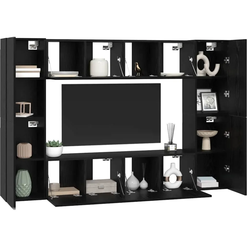 vidaXL Tv-meubelset 8 st Zwart Eiken