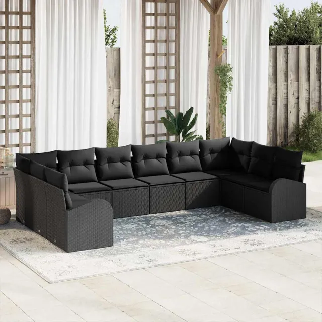 vidaXL Bankstel 10 st Zwart [Synthetisch]: Polyrattan, foto 2