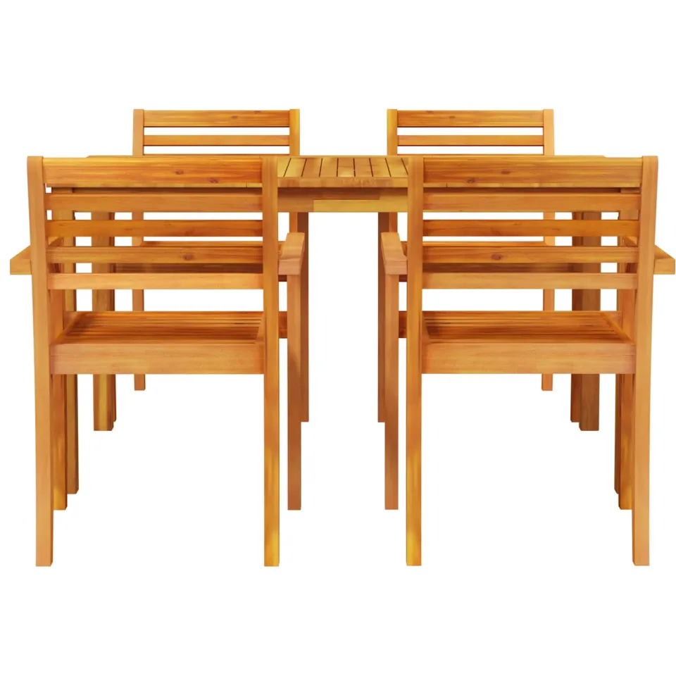 vidaXL Tuin eettafelset 5 st Bruin Massief Acaciahout, foto 4