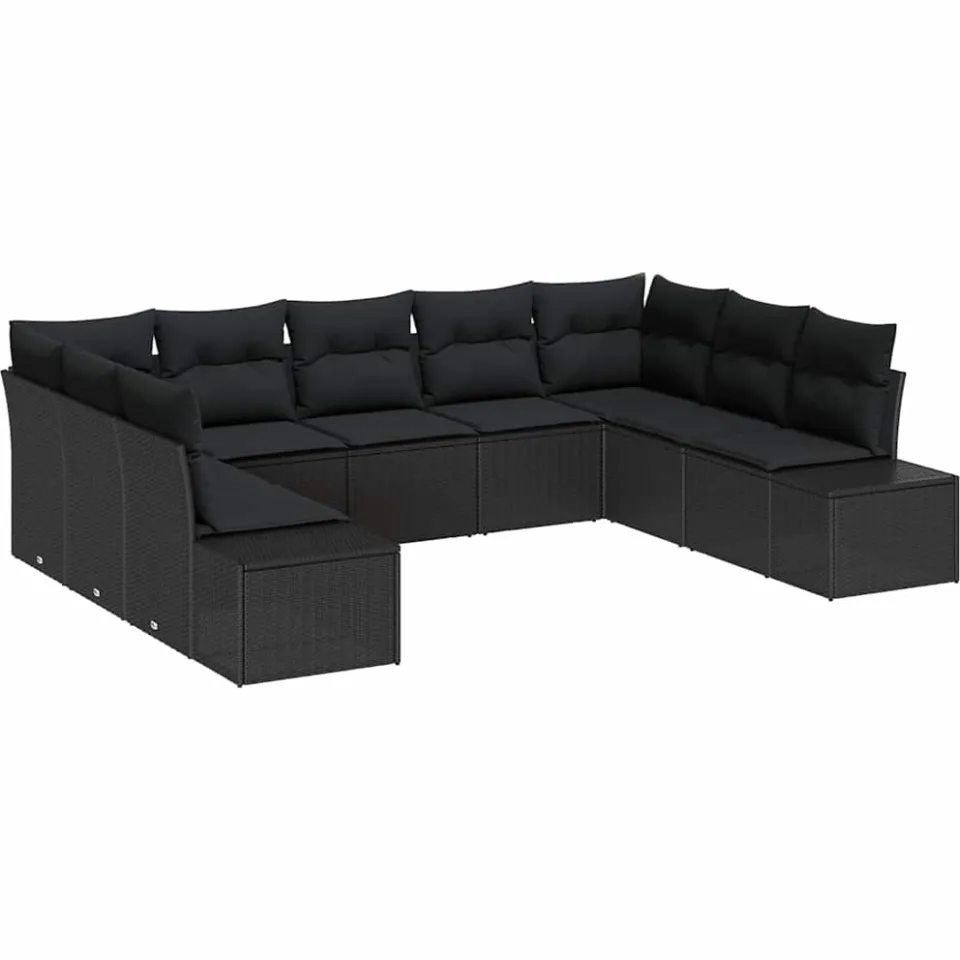 vidaXL Tuin Sofa Set 9 st Zwart poly rattan