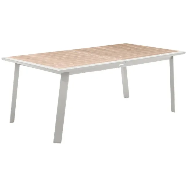 Hespéride Uitschuifbare tuintafel voor 12 personen van aluminium met houteffect PAVANE blanc