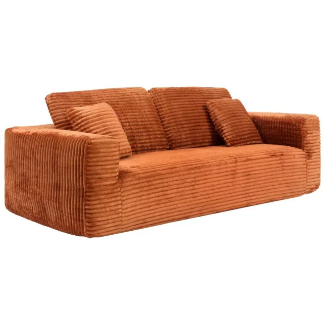 Atmosphera Créateur d'intérieur® Solka 3-zitsbank met geribbeld bont in de kleur amber Terracotta