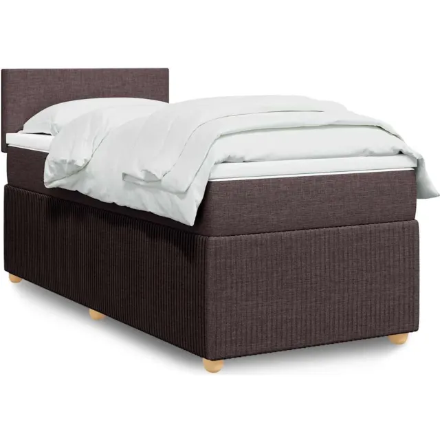 vidaXL Boxspring met matras stof donkerbruin 100x200 cm bruin
