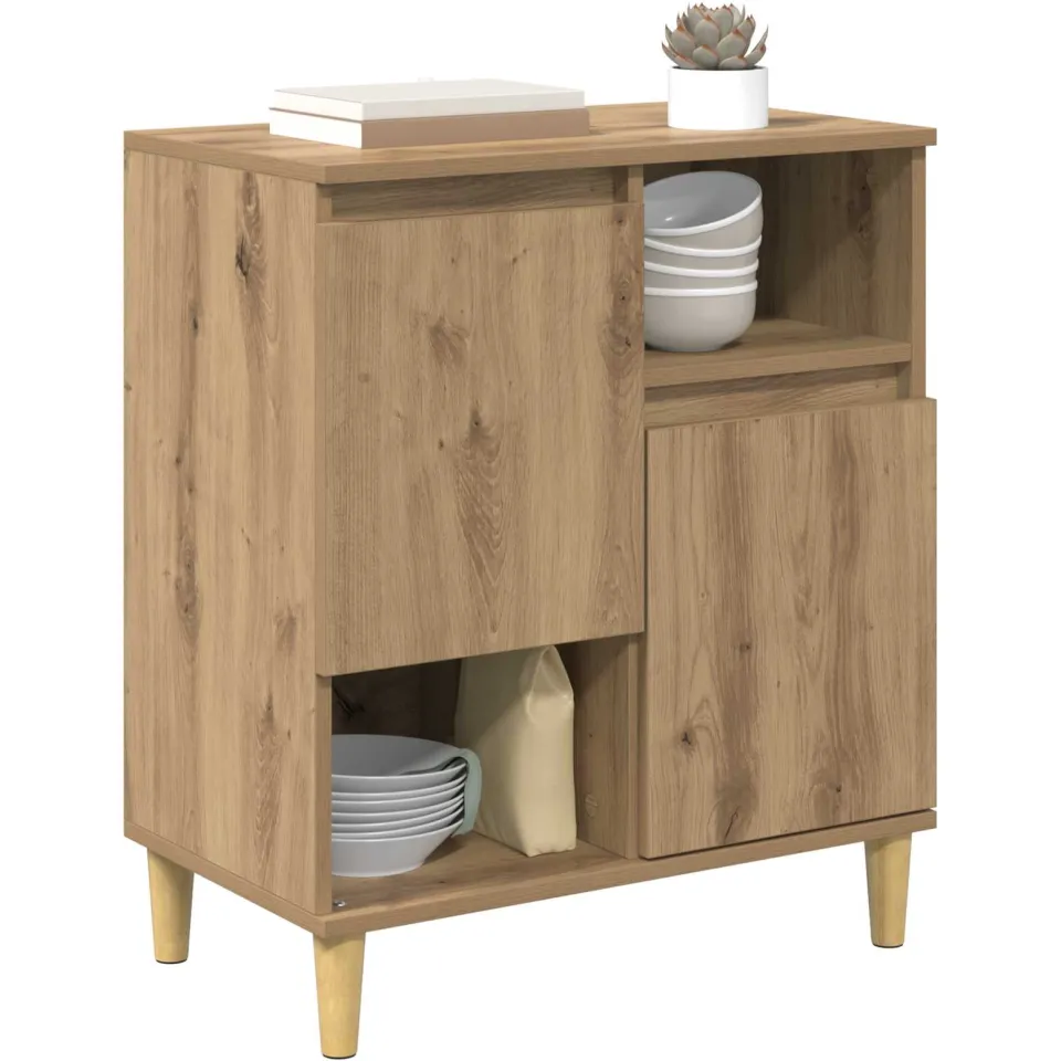 vidaXL Dressoir artisanaal eikenkleurig 35 x 60 x 70 cm Bewerkt hout Bruin