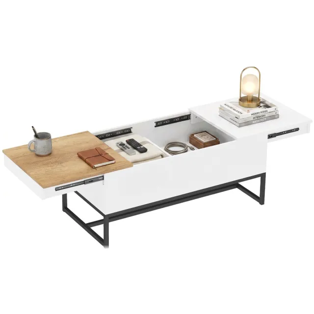 Homcom Salontafel - Spaanplaat, Staal - 100 x 50 x 45 cm - Wit