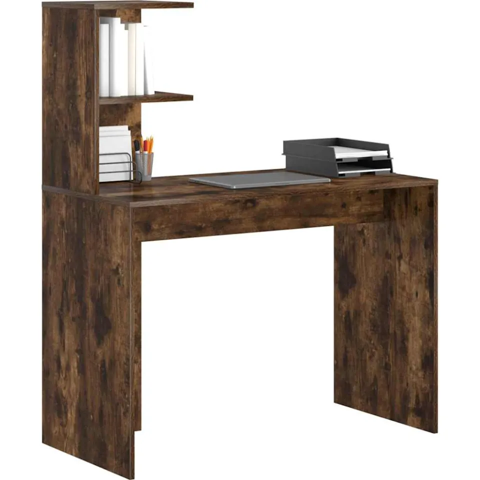 vidaXL Bureau Gerookt eiken 102 x 50 x 124 cm Bewerkt hout Bruin