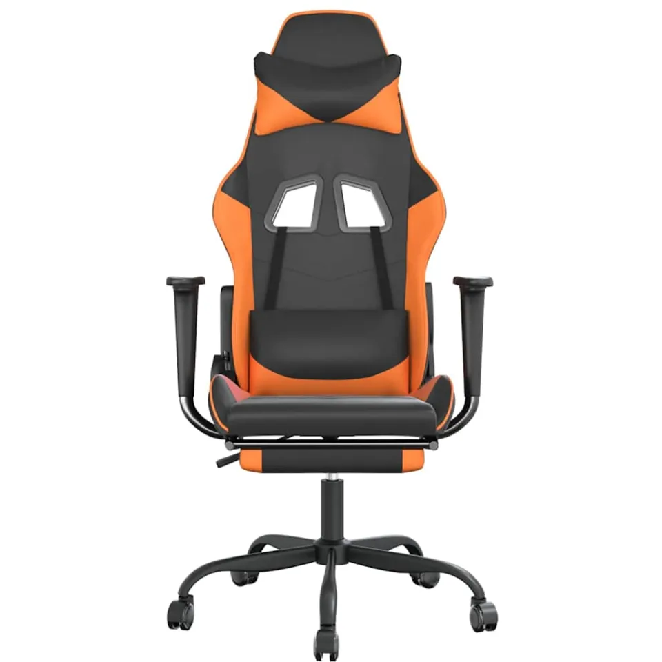 vidaXL Gamestoel met voetensteun kunstleer zwart en oranje