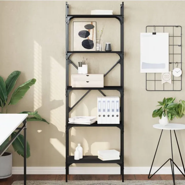 vidaXL Boekenkast 5-laags 56x31,5x174 cm bewerkt hout zwart