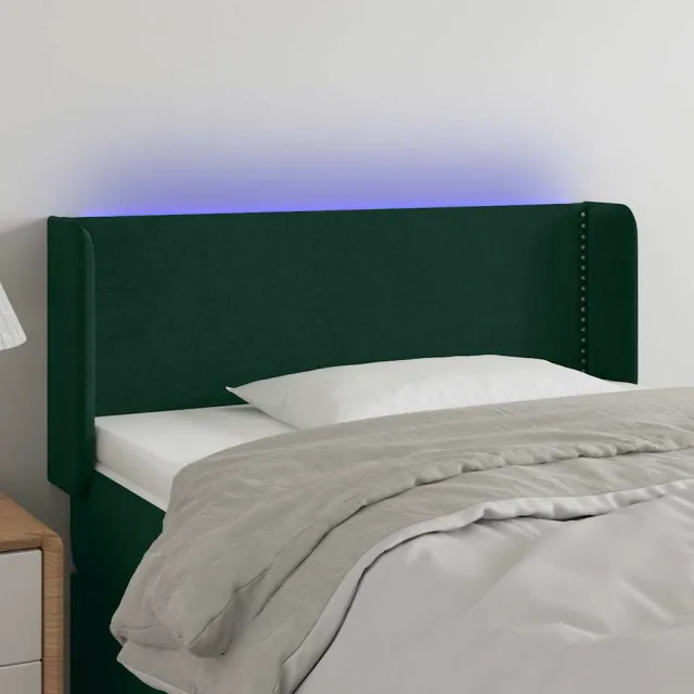 vidaXL Hoofdbord LED 83x16x78/88 cm fluweel donkergroen groen