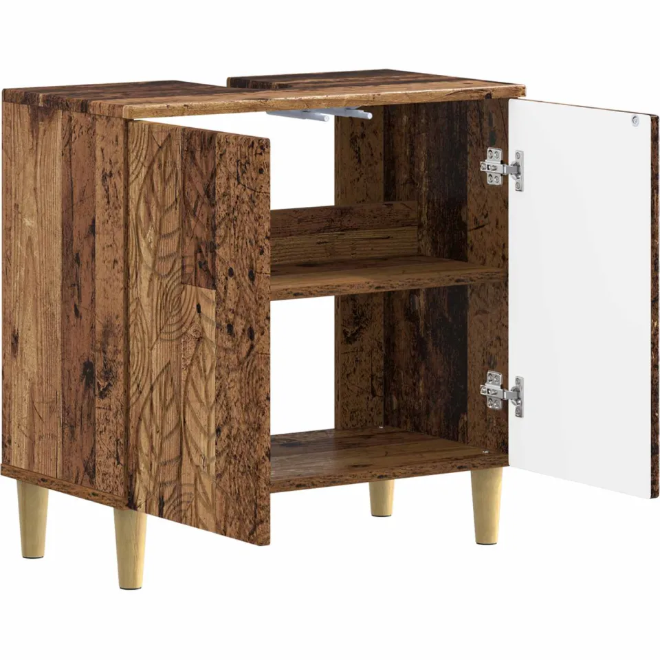vidaXL Badkamer wastafelkast DELFT Oud hout 59,5 x 31,5 x 59 cm Bruin