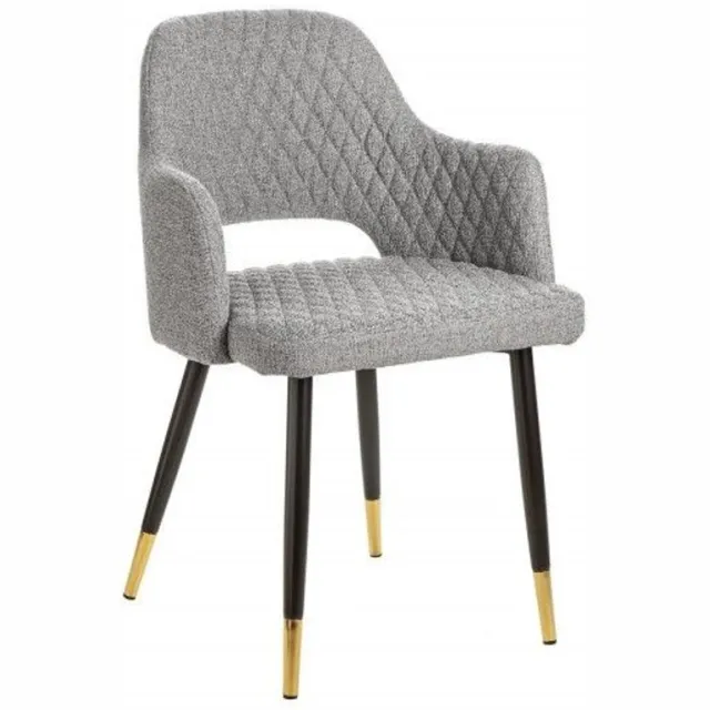 Invicta Interior Elegante stoel PARIS lichtgrijs met decoratieve stiksels en gouden voetkappen - 40570 Zie omschrijving