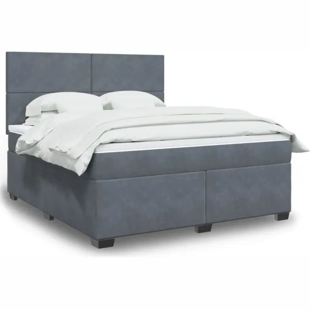 vidaXL Boxspring met matras fluweel donkergrijs 180x200 cm grijs