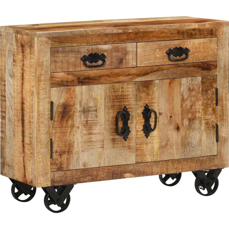 vidaXL Dressoir 80x30x65 cm massief ruw mangohout bruin, foto 4