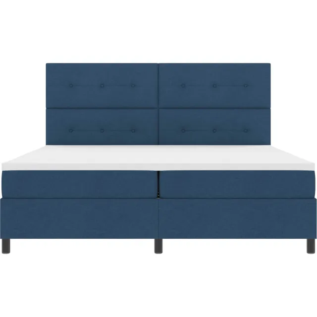 vidaXL Boxspring bed met LED-stripverlichting Blauw 200 x 200 cm Stof