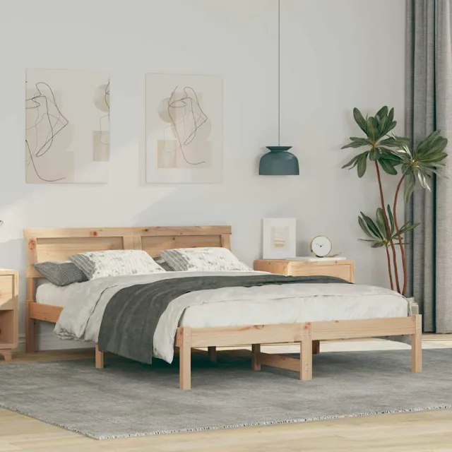 vidaXL Bedframe met hoofdeinde Bruin 120 x 190 cm Massief grenenhout