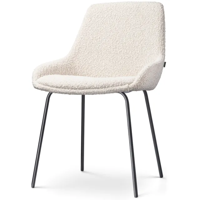Nolon Nora-Isa eetkamerstoel bouclé beige - zwart onderstel