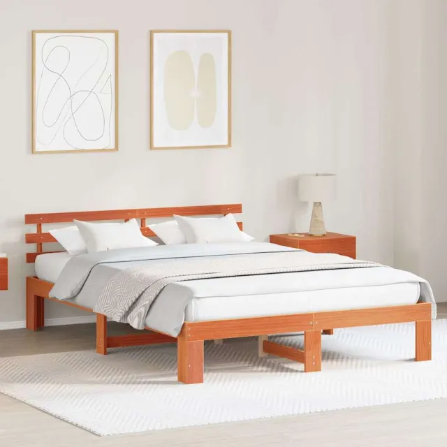 vidaXL Bedframe Wasbruin 150 x 200 cm Massief grenenhout