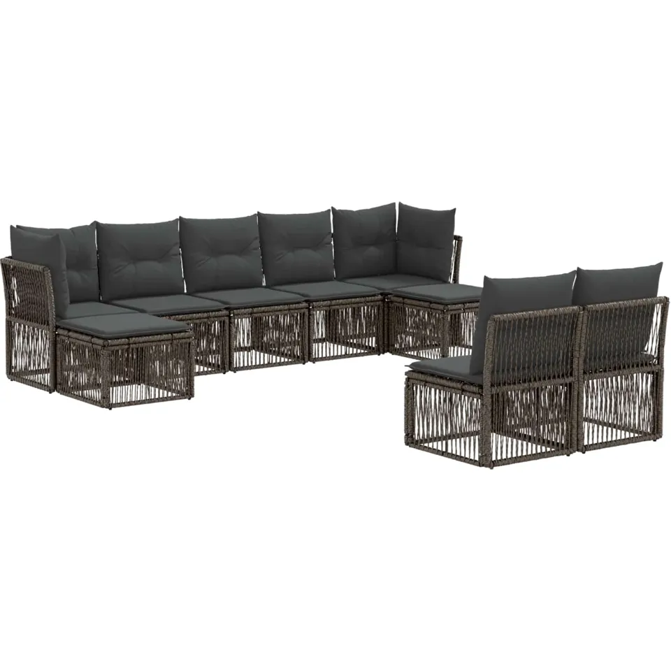 vidaXL Tuinbankenset 9 st 9-zits Grijs poly rattan, foto 3