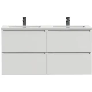 Tiger Wastafelonderkast Loft 120cm - Hoogglans Wit Glanzend - Met 4 Lades - Met Hoogglans Witte Wastafel