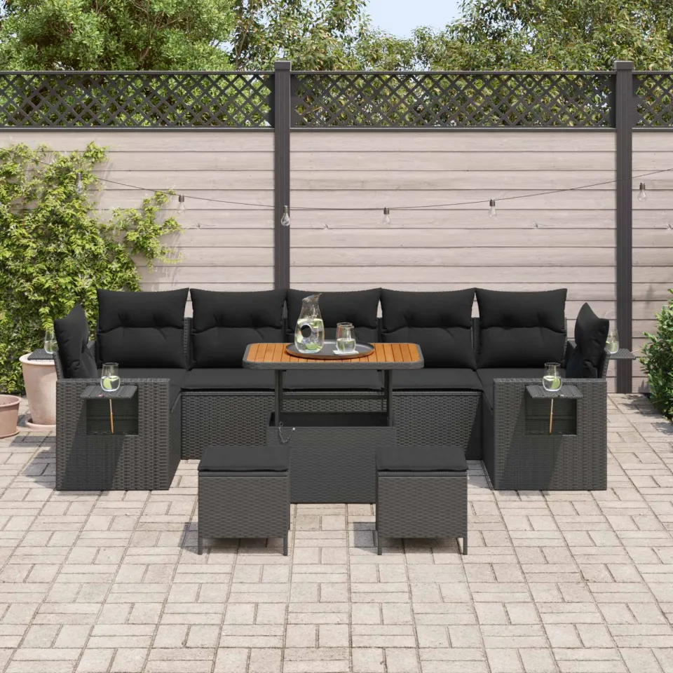 vidaXL Tuin Sofa Set 10 st Zwart poly rattan, foto 2