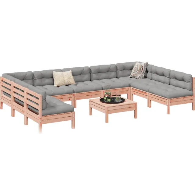 vidaXL 10-delige Loungeset met kussens massief douglas vurenhout Bruin