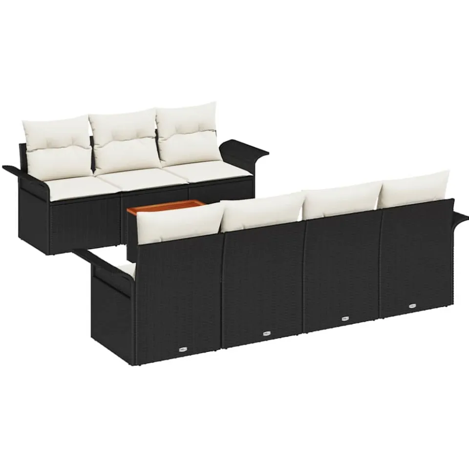 vidaXL Tuinbankenset 8 st Zwart poly rattan