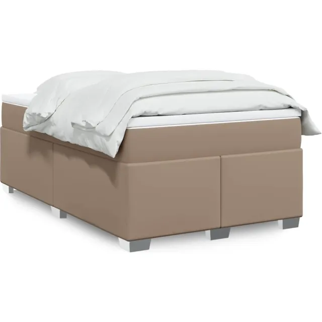 vidaXL Boxspring met matras kunstleer cappuccinokleurig 120x190 cm bruin