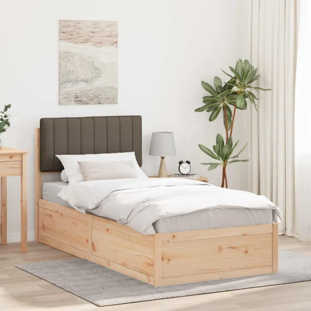 vidaXL Bedframe met Gevoerd Hoofdgedeelte Taupe 90 x 200 cm