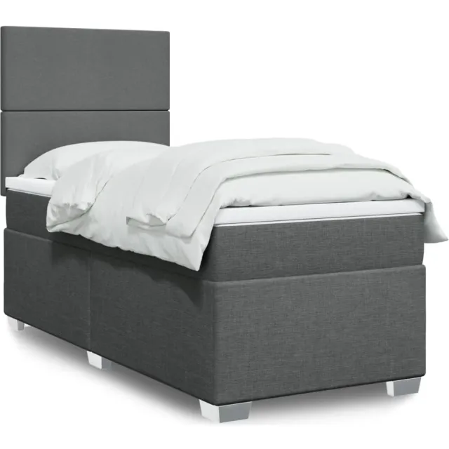 vidaXL Boxspring met matras stof donkergrijs 90x200 cm grijs