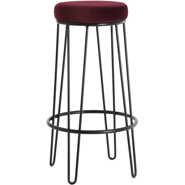 Light & Living Light&living Barkruk Ø41x73 cm ALICE velvet bordeaux+mat zwart Rood