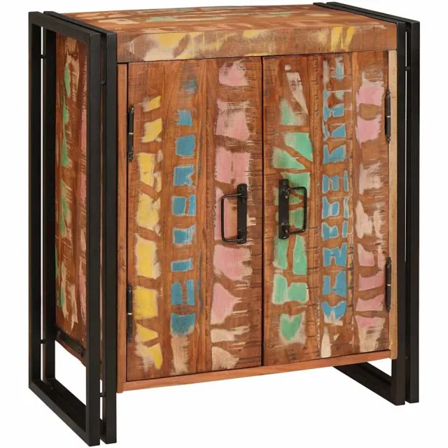 vidaXL Nachtkastje Multikleur 66 x 35 x 76 cm massief gerecycled hout Meerkleurig