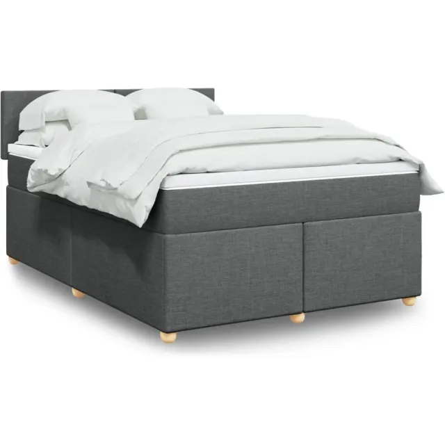 vidaXL Boxspring met matras stof donkergrijs 160x200 cm grijs