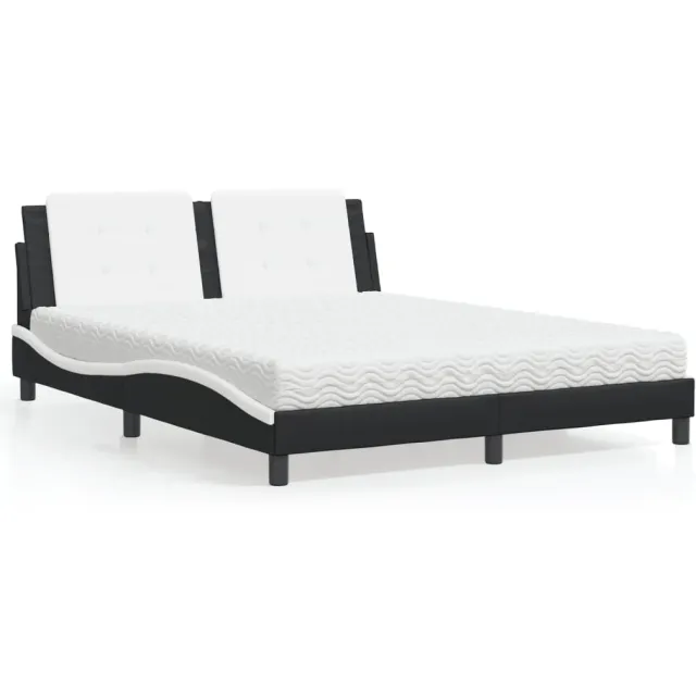 vidaXL Bed met matras Zadar kunstleer zwart en wit 160x200 cm