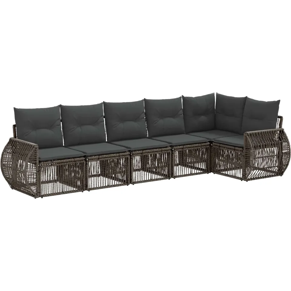 vidaXL Tuinbankenset 6 st 6-zits Grijs en Donkergrijs poly rattan, foto 3