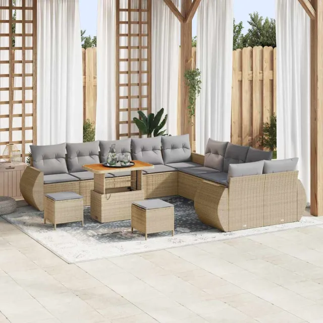 vidaXL Tuinbankenset 13 st Beige poly rattan, foto 2