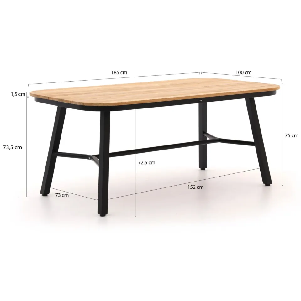 Hartman tuinmeubelen Hartman Tubb dining tuintafel 185x100cm zwart, foto 3