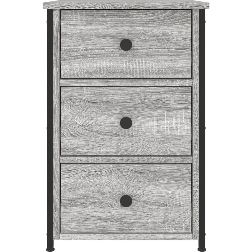 vidaXL Nachtkastjes 2 st 40x36x60 cm bewerkt hout grijs sonoma eiken, foto 4