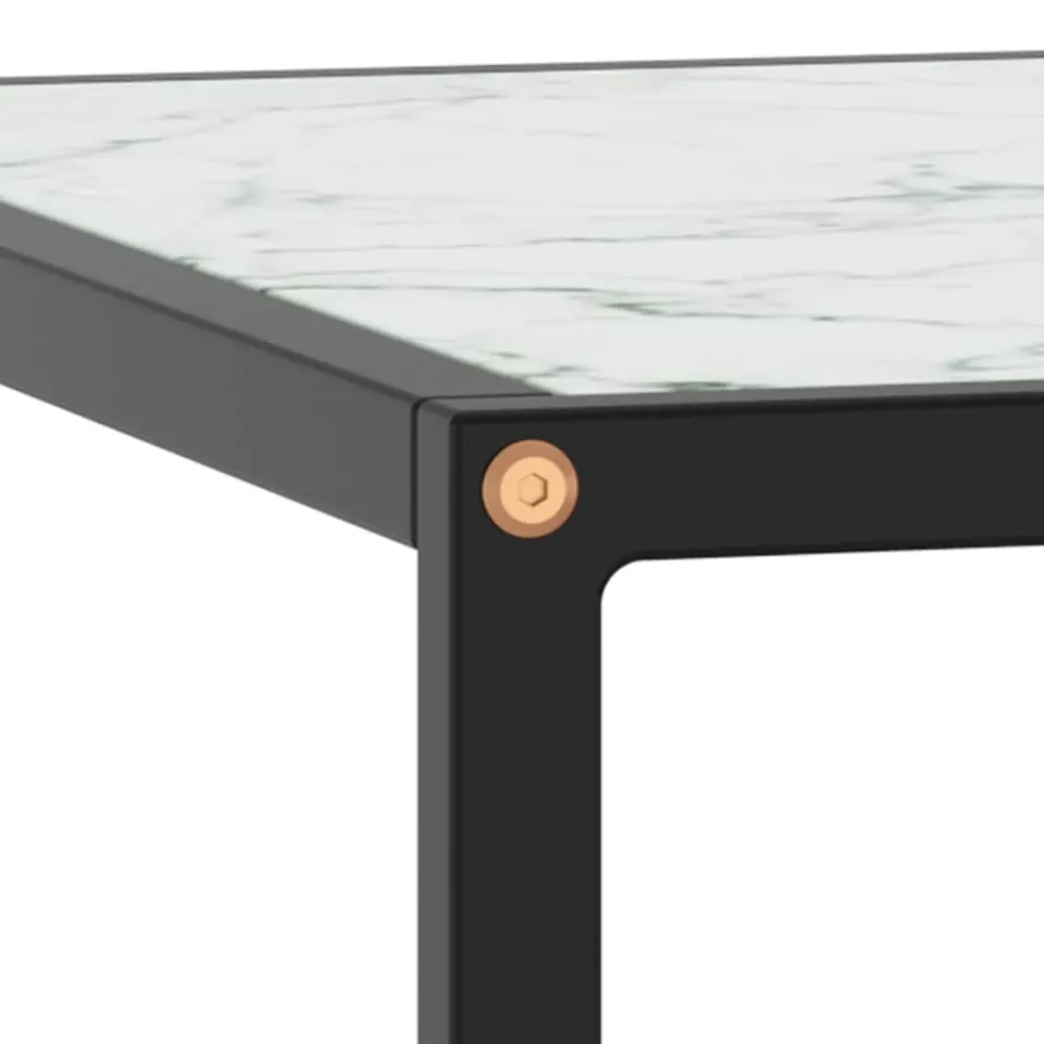 vidaXL Salontafel met wit marmerglas 80x80x35 cm zwart, foto 4