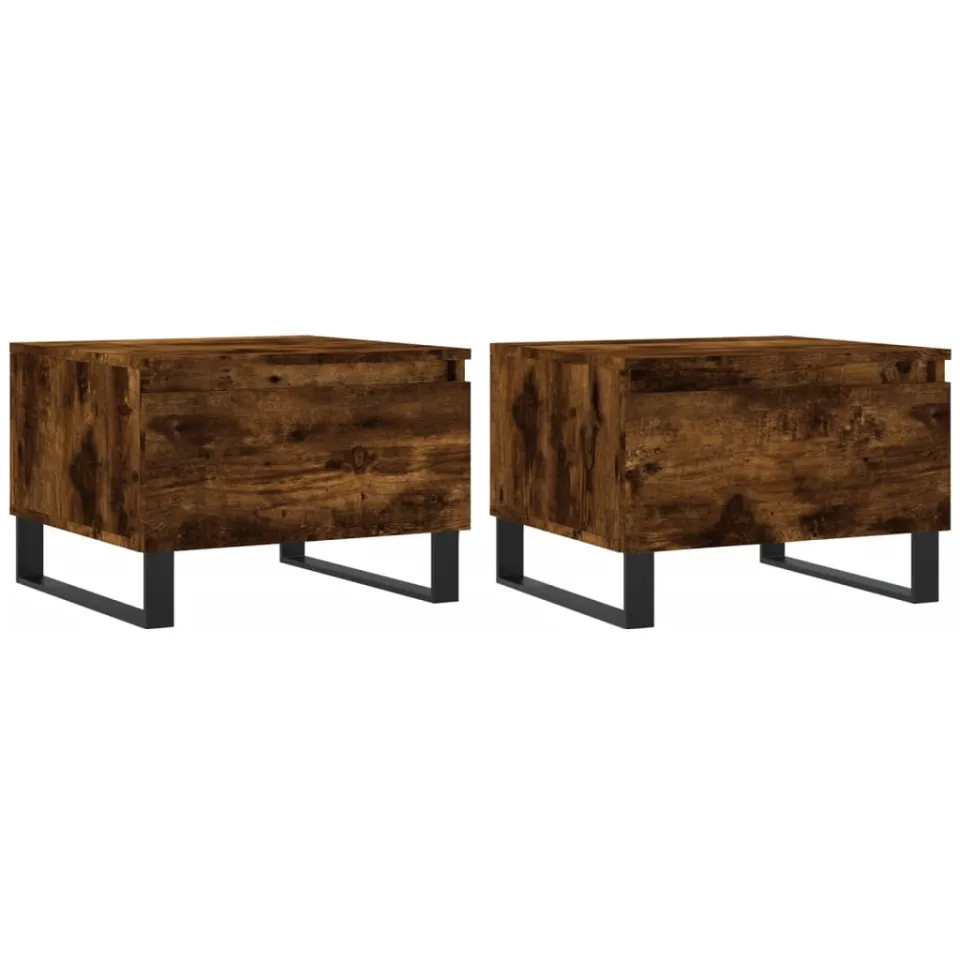 vidaXL Salontafels 2 st 50x46x35 cm bewerkt hout gerookt eikenkleurig, foto 3