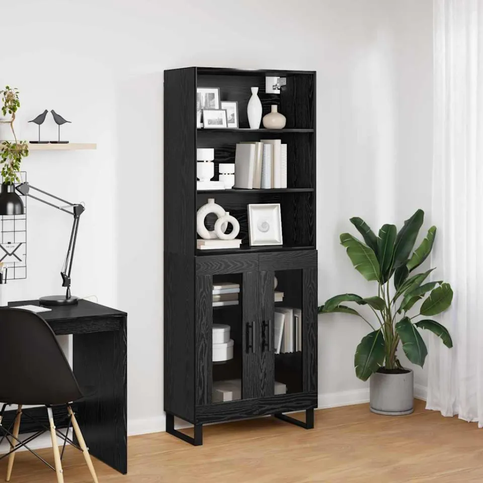 vidaXL Hoge kast 2 st Zwart Eiken 69,5 x 34 x 180 cm, foto 4