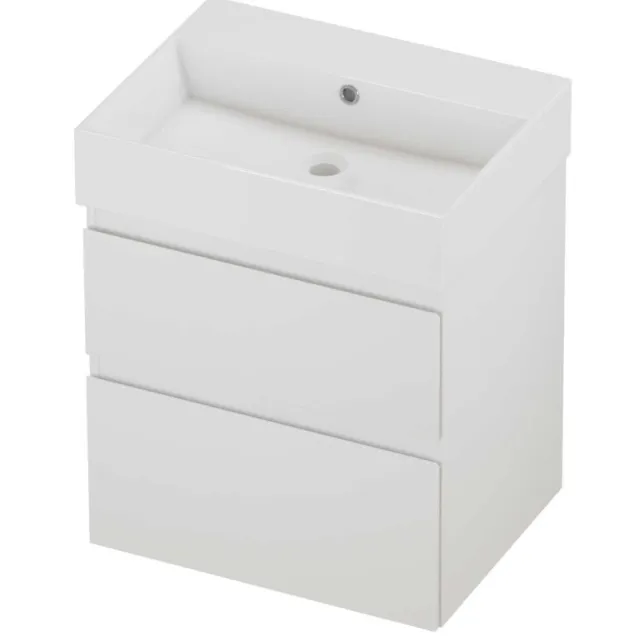 Proline Zara Badmeubelset Porselein Loft Zonder Kraangat 60x46x73 cm Glans Wit Mat Wit
