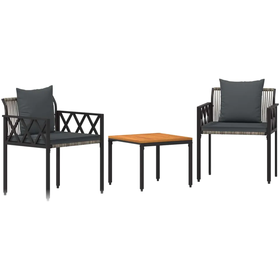 vidaXL tuinmeubelset 3 st Grijs en Donkergrijs poly rattan