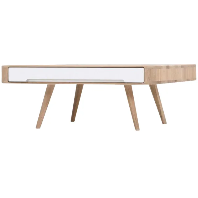 Gazzda Ena coffee table houten salontafel whitewash - 90 x 90 cm Bruin